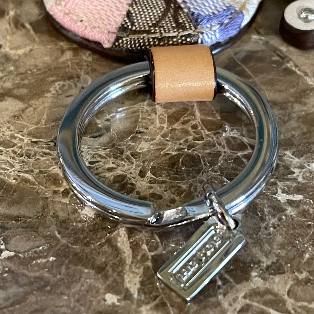 COACH Snail Pink Patchwork And Leather Keychain Bag Charm - Picture 7 of 11